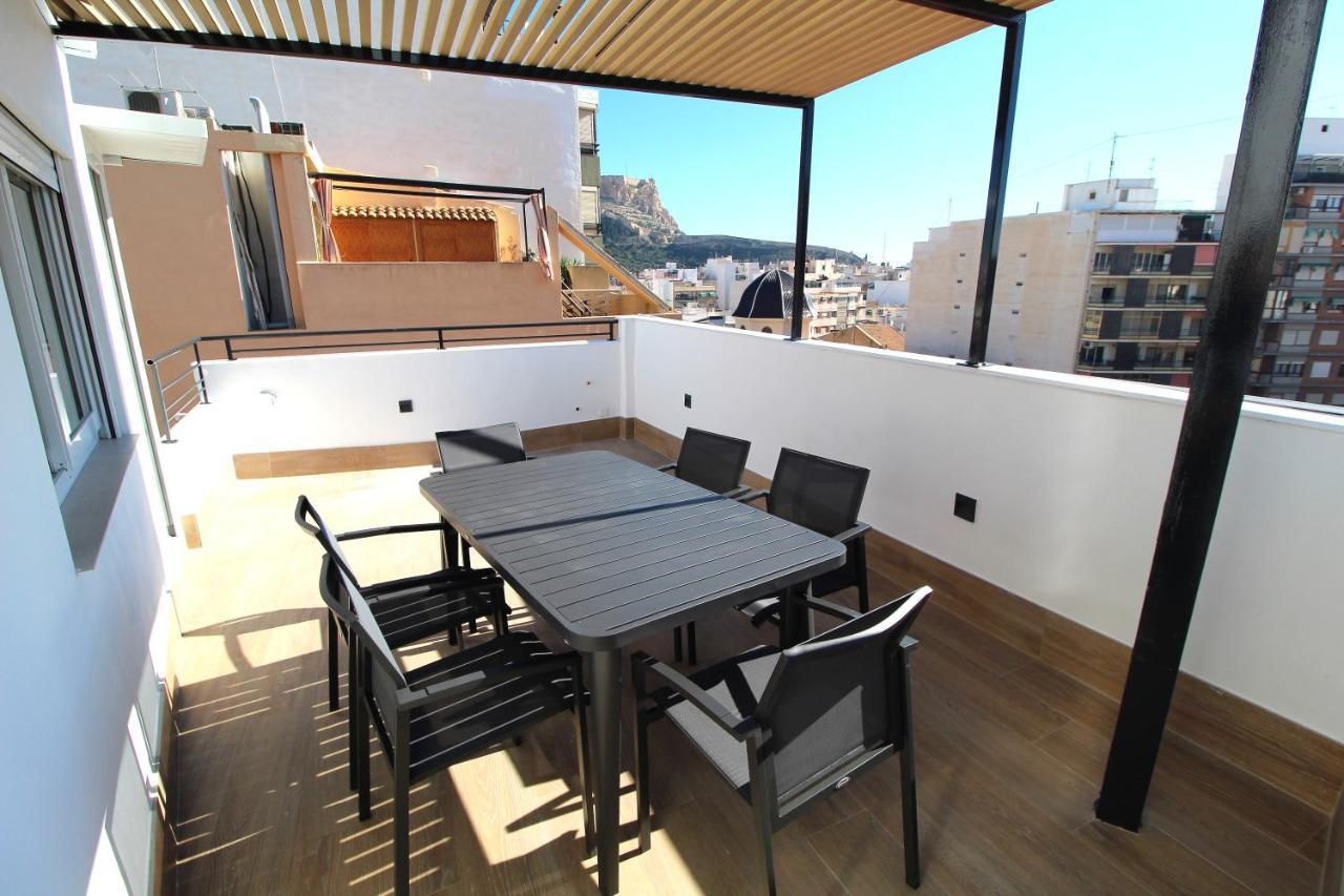 Апартаменты Atico Loft De Lujo Con Terraza Espectacular Y Vista A Los 2 Castillos Аликанте Экстерьер фото